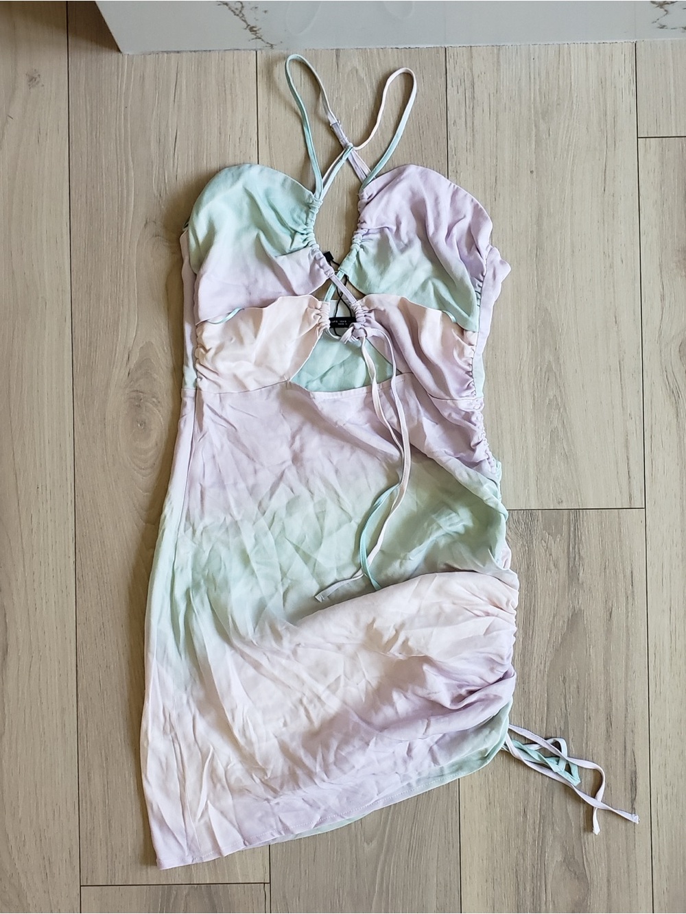 Zara Pastel Tie-Dye Mini Dress in Mint & Blush‎
